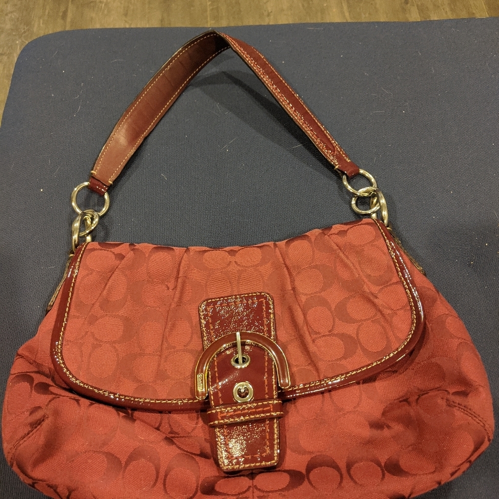 Burgundy Canvas Coach Purse